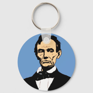 Porte-clés Illustration d'Abraham Lincoln sur le bleu