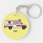 Porte-clés Illustration d'ambulance (Dos)