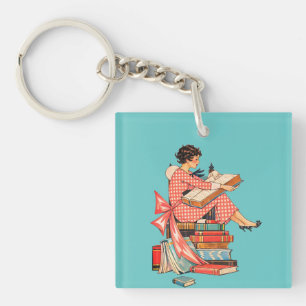 Porte-clés Illustration d'amour de livre vintage