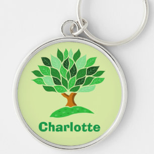 Porte-clés Illustration d'arbre avec des feuilles vertes. Ajo