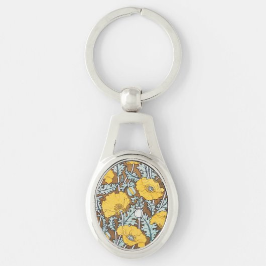 Porte-clés illustration d'art pavot fleur jaune (Devant)