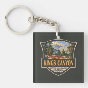 Porte-clés Illustration d'art rétro du parc national de Kings