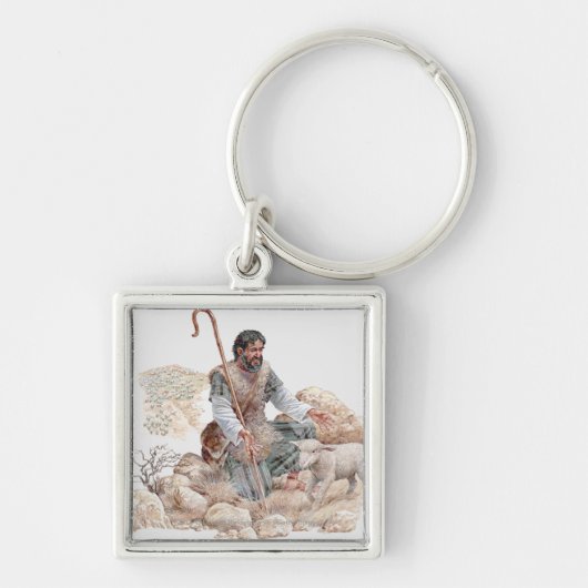 Porte-clés Illustration de berger trouvant ses moutons perdus (Devant)