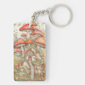 Porte-clés Illustration de cabane de champignon créative et c (Dos)