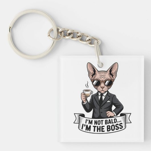 Porte-clés Illustration de café avec chat Sphynx patron (Devant)