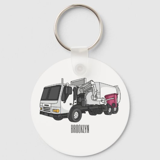 Porte-clés Illustration de camion à ordures (Recto)