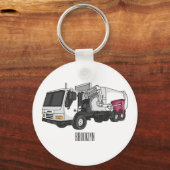 Porte-clés Illustration de camion à ordures (Recto)