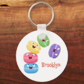 Porte-clés Illustration de caricature de macarons marrant mig (Recto)