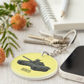 Porte-clés Illustration de caricature de réservoir (Devant droit)