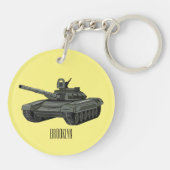 Porte-clés Illustration de caricature de réservoir (Dos)