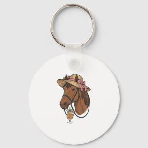 Porte-clés Illustration de chapeau d'été cocktail cheval vint