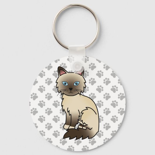 Porte-clés Illustration de chat Birman / Ragdoll au point cho (Recto)