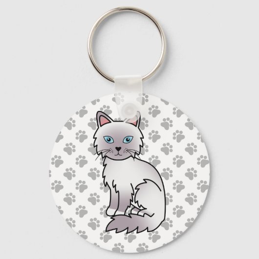Porte-clés Illustration de chat Birman / Ragdoll Lilac Point (Recto)