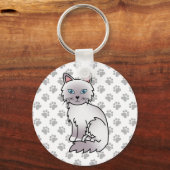 Porte-clés Illustration de chat Birman / Ragdoll Lilac Point (Recto)