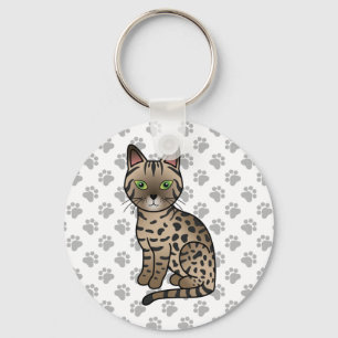 Porte-clés Illustration de chat de dessin animé mignon Bronze