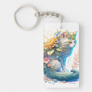 Porte-clés Illustration de chat Kitty Majestueuse Artistique