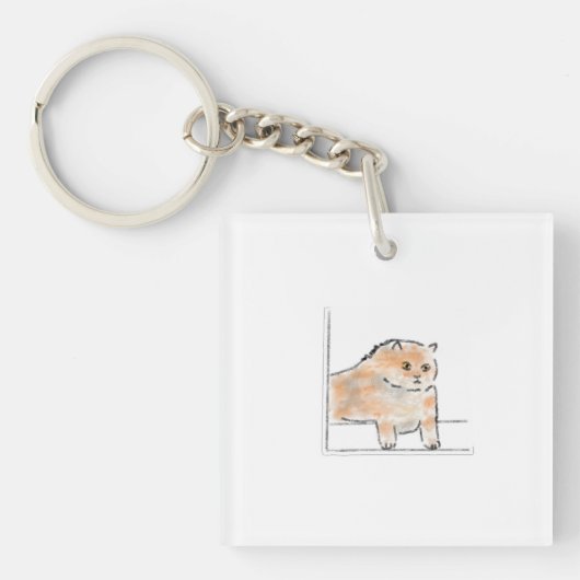 Porte-clés Illustration de chat mignonne à l'aquarelle (Devant)