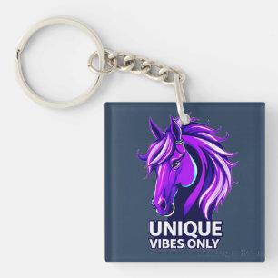 Porte-clés Illustration de cheval violet vibrant