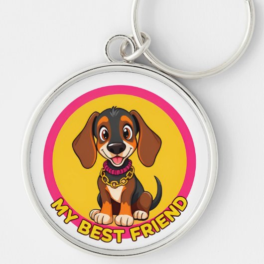 Porte-clés Illustration de chien adorable (Devant)
