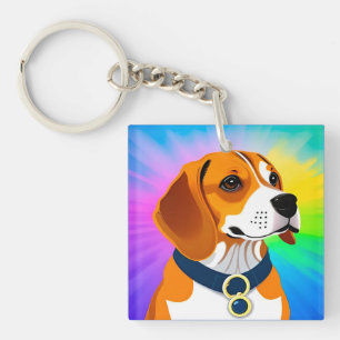 Porte-clés Illustration de chien de dessin animé coloré