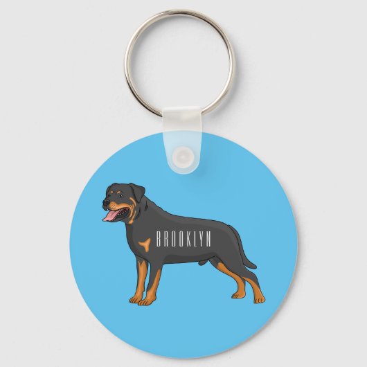 Porte-clés Illustration de chien Rottweiler (Recto)