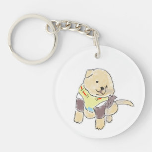 Porte-clés Illustration de chiot doré mignon dessiné à la mai