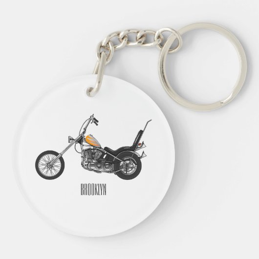 Porte-clés Illustration de Chopper Motorcycle 1950 (Dos)