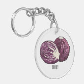 Porte-clés Illustration de chou rouge (Devant gauche)