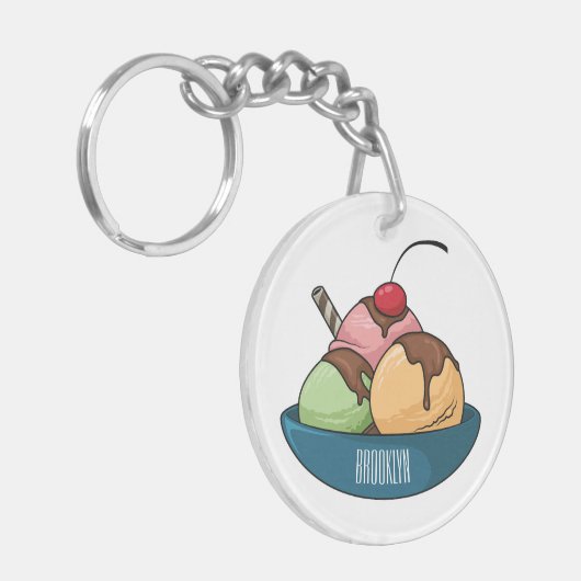 Porte-clés Illustration de crème glacée (Devant gauche)