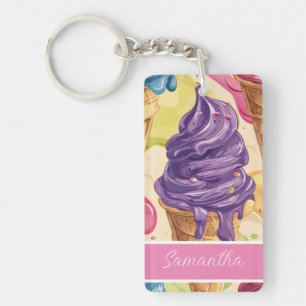 Porte-clés Illustration de crème glacée à goutte colorée