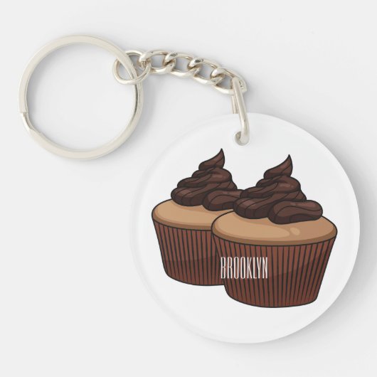 Porte-clés Illustration de Cupcake (Devant)