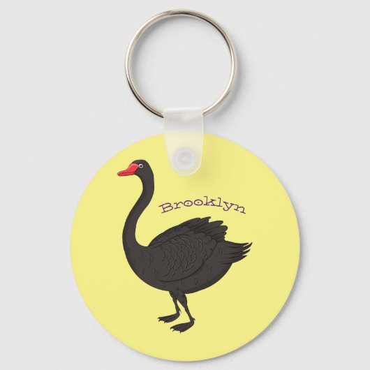 Porte-clés Illustration de cygne noir (Recto)