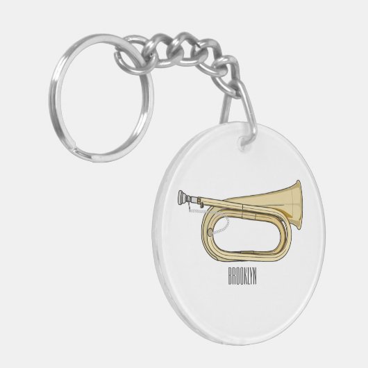 Porte-clés Illustration de dessin animé Bugle (Devant gauche)