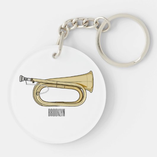 Porte-clés Illustration de dessin animé Bugle (Dos)