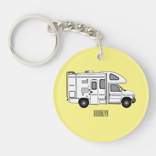 Porte-clés Illustration de dessin animé Campervan (Devant)