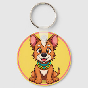 Porte-clés Illustration de dessin animé de chien heureux