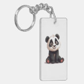 Porte-clés Illustration de dessin animé d'ours panda assis (Devant gauche)
