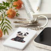 Porte-clés Illustration de dessin animé d'ours panda assis (Devant droit)