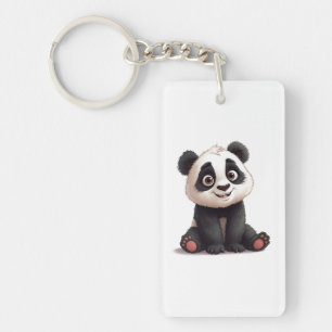 Porte-clés Illustration de dessin animé d'ours panda assis