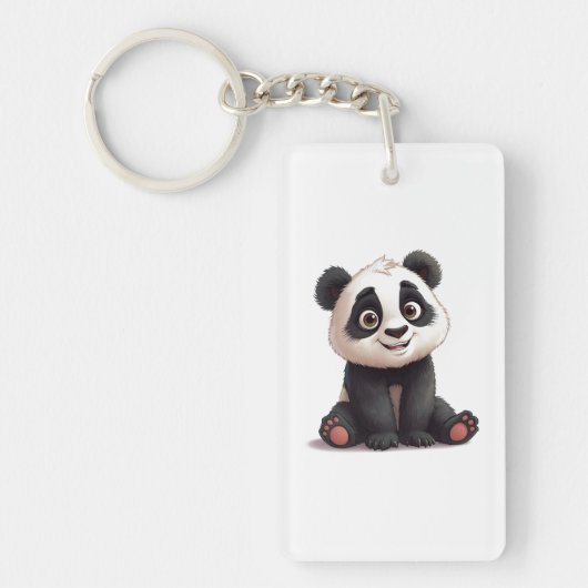 Porte-clés Illustration de dessin animé d'ours panda assis (Devant)