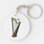 Porte-clés Illustration de dessin animé sur la harpe (Dos)