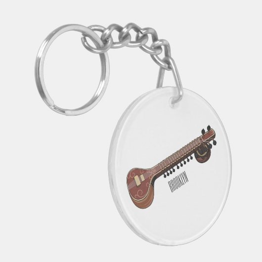 Porte-clés Illustration de dessin de Sitar (Devant gauche)