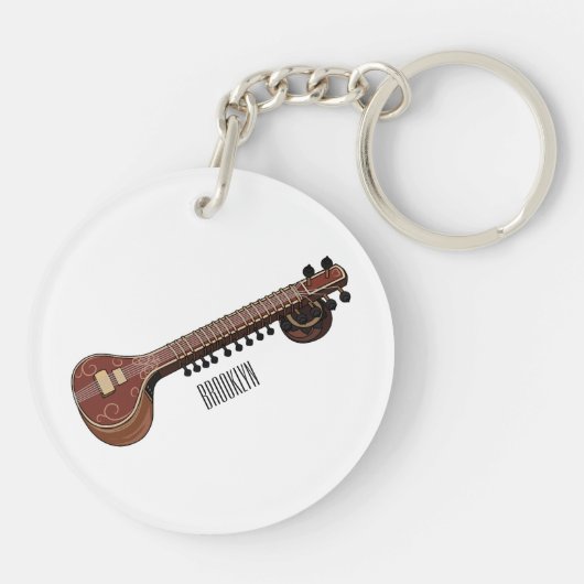 Porte-clés Illustration de dessin de Sitar (Dos)