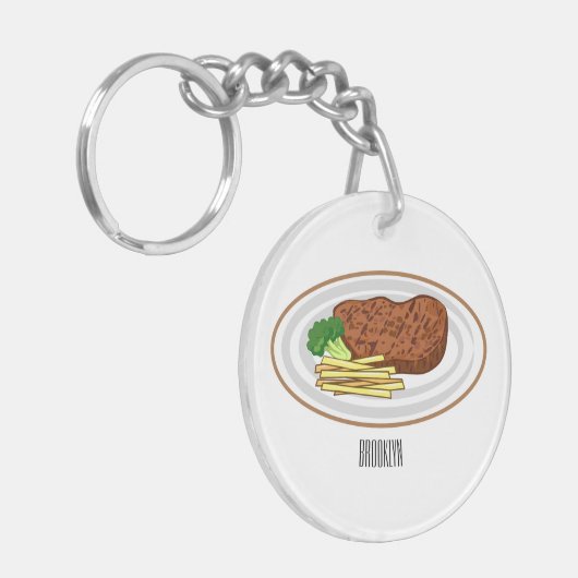 Porte-clés Illustration de dessin de steak (Devant gauche)