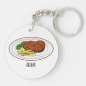 Porte-clés Illustration de dessin de steak (Dos)