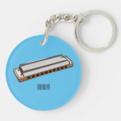 Porte-clés Illustration de dessin d'Harmonica (Dos)