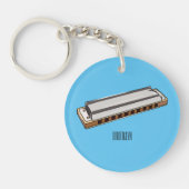 Porte-clés Illustration de dessin d'Harmonica (Devant)