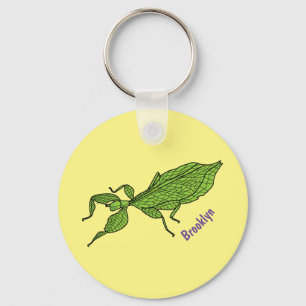 Porte-clés Illustration de dessin d'insecte des feuilles vert