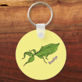 Porte-clés Illustration de dessin d'insecte des feuilles vert (Recto)
