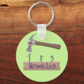 Porte-clés Illustration de dessin mignon, marteau et ongles (Recto)